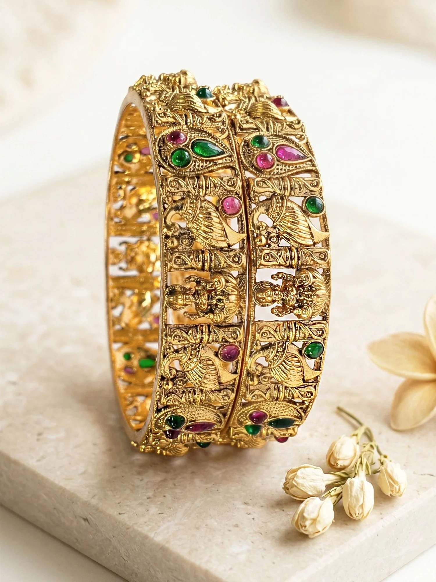Temple Style Gold-Plated Bangle